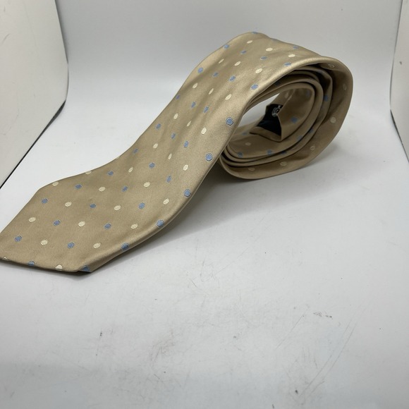 FAÇONNABLE Men's 100% Silk Necktie Luxury Gold / Blue / Yellow 3-3/4" x‎ 60" - Picture 2 of 7